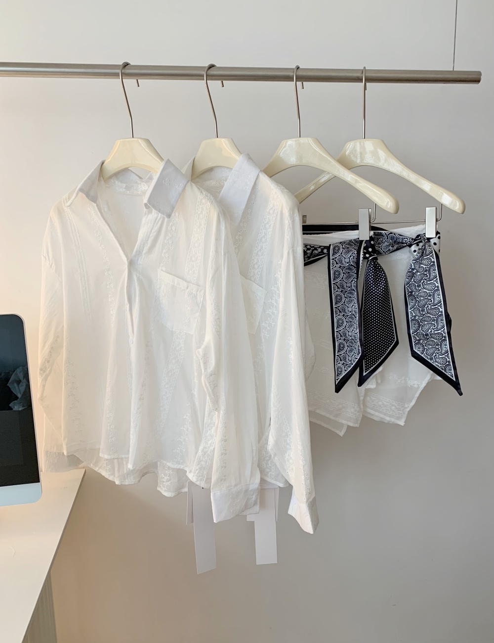 With scarves temperament culottes splice shirt a set