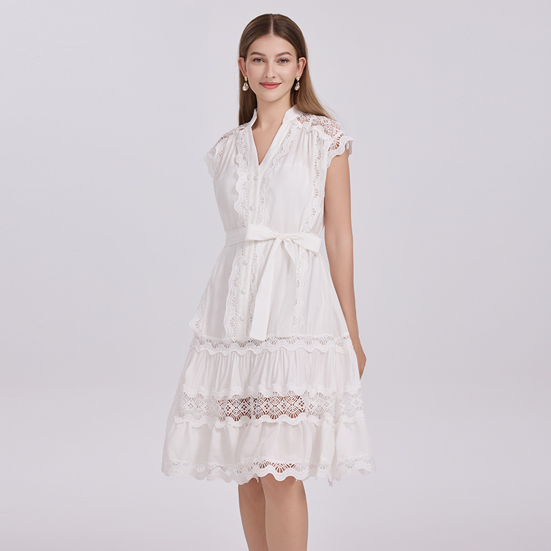 Sleeveless dress pinched waist long dress for women