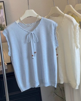 Summer V-neck tops short sleeve sweater for women