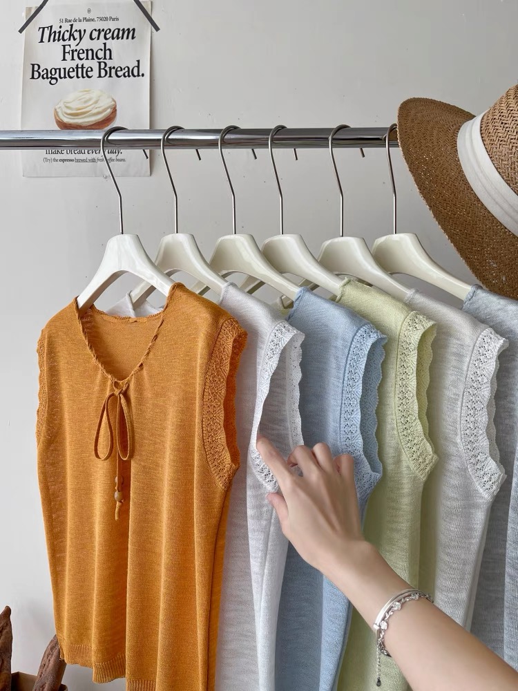 Summer V-neck tops short sleeve sweater for women