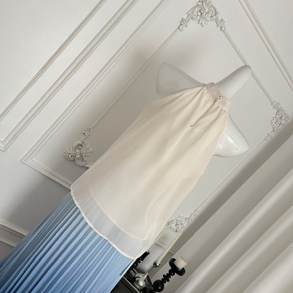 Temperament elegant short skirt slim gradient tops a set