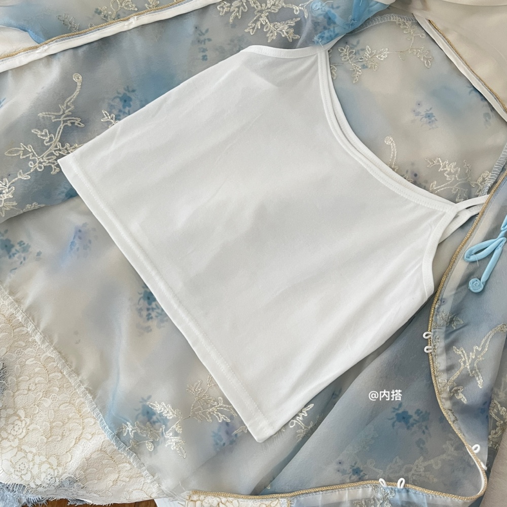 Embroidery summer shirt lace tops a set