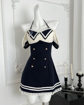 Pinched waist spicegirl mixed colors slim summer dress