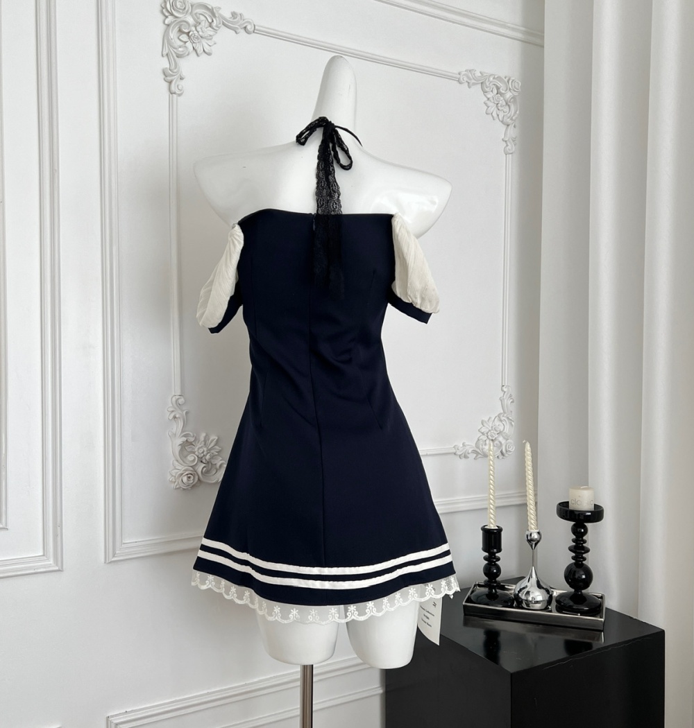 Pinched waist spicegirl mixed colors slim summer dress