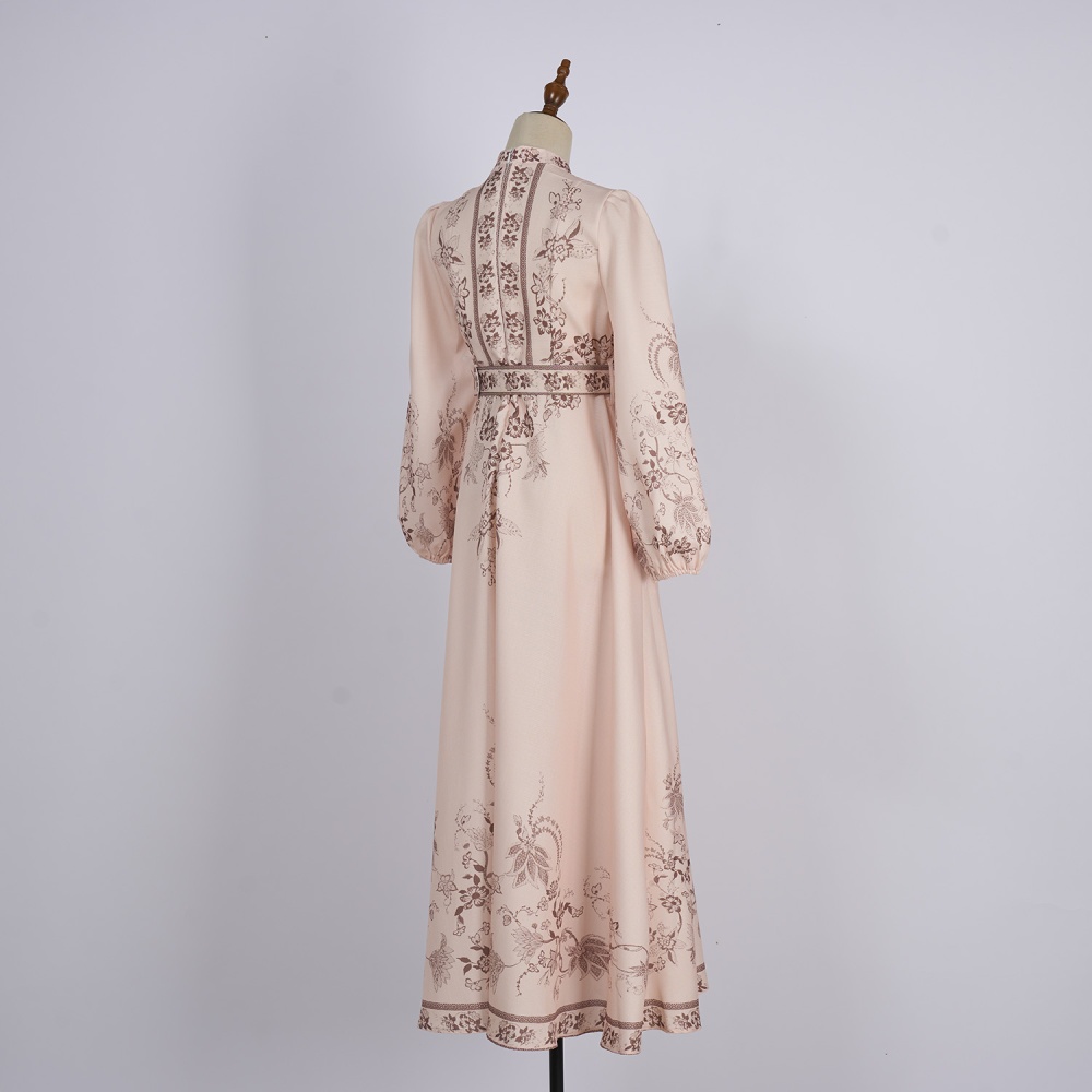 European style retro maxi dress single-breasted dress