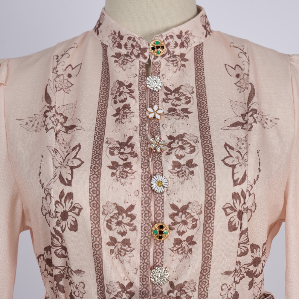 European style retro maxi dress single-breasted dress