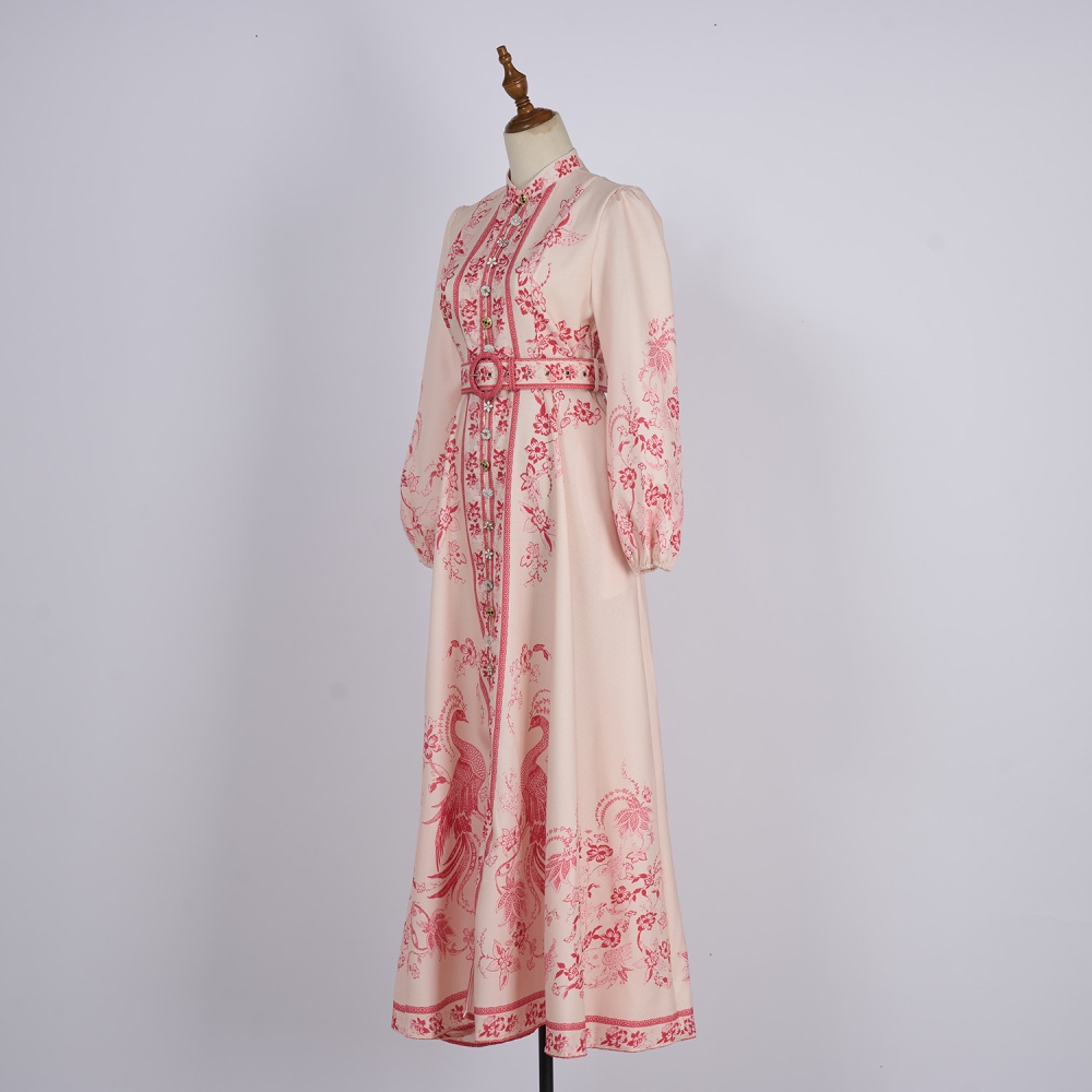 European style retro maxi dress single-breasted dress