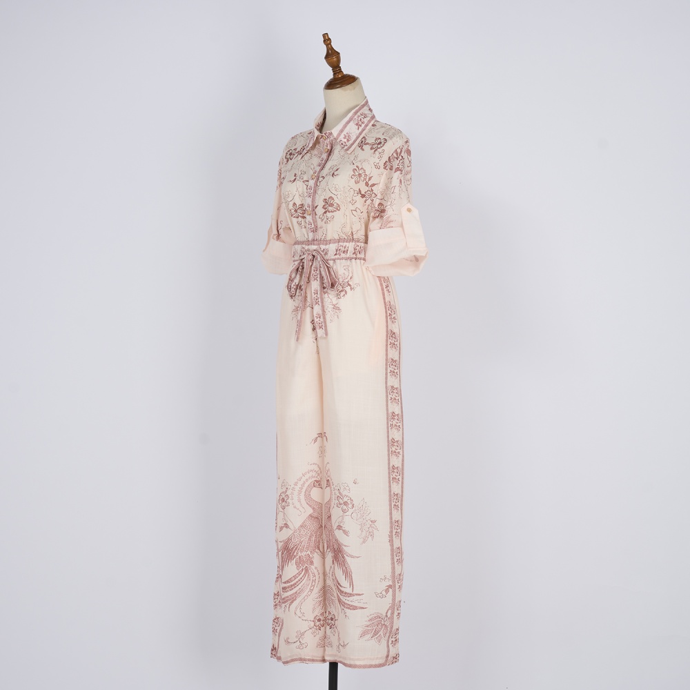 Printing V-neck spring shirt long totem pants a set