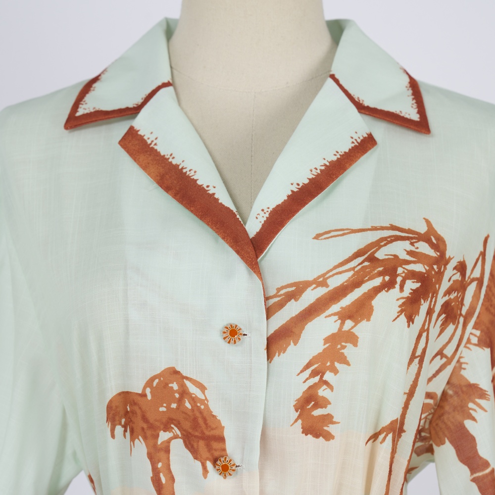 Summer silk shorts pattern short sleeve shirt a set