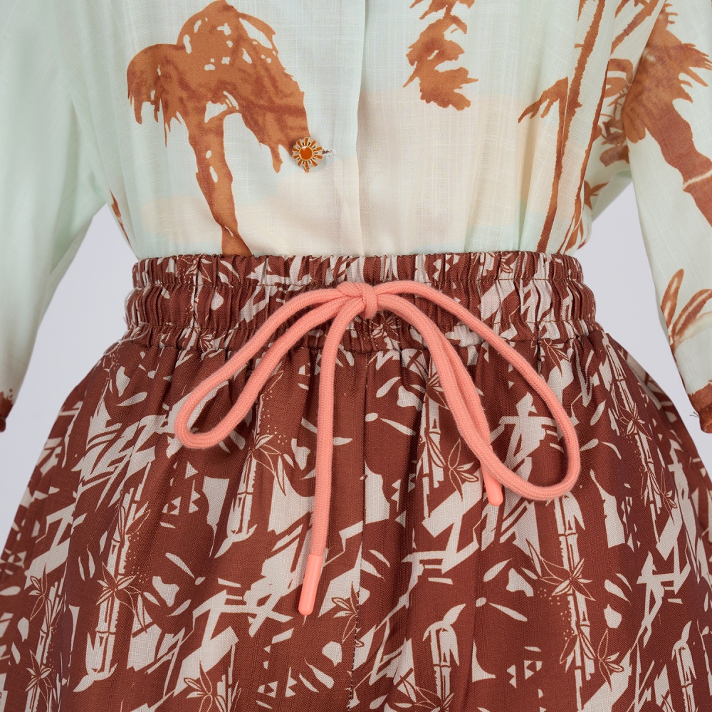 Summer silk shorts pattern short sleeve shirt a set