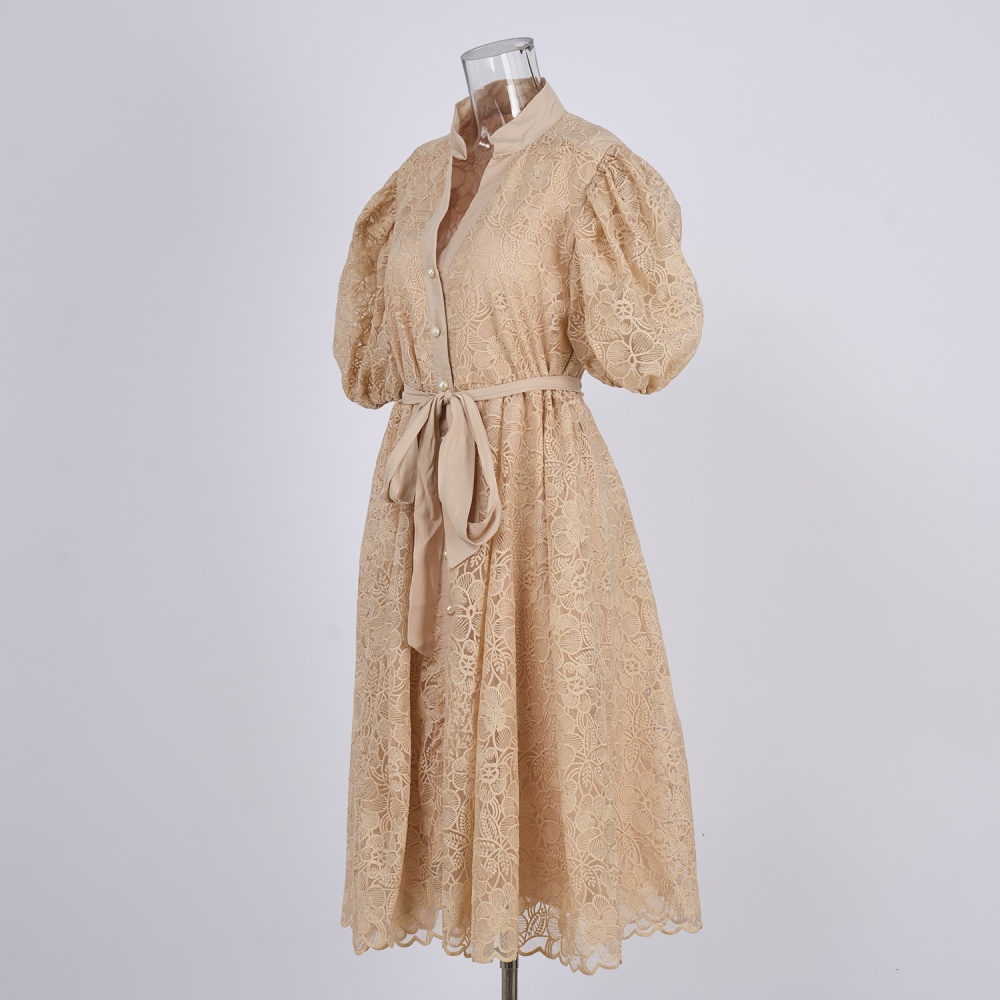 Embroidery waistband temperament dress for women
