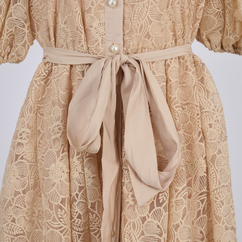 Embroidery waistband temperament dress for women