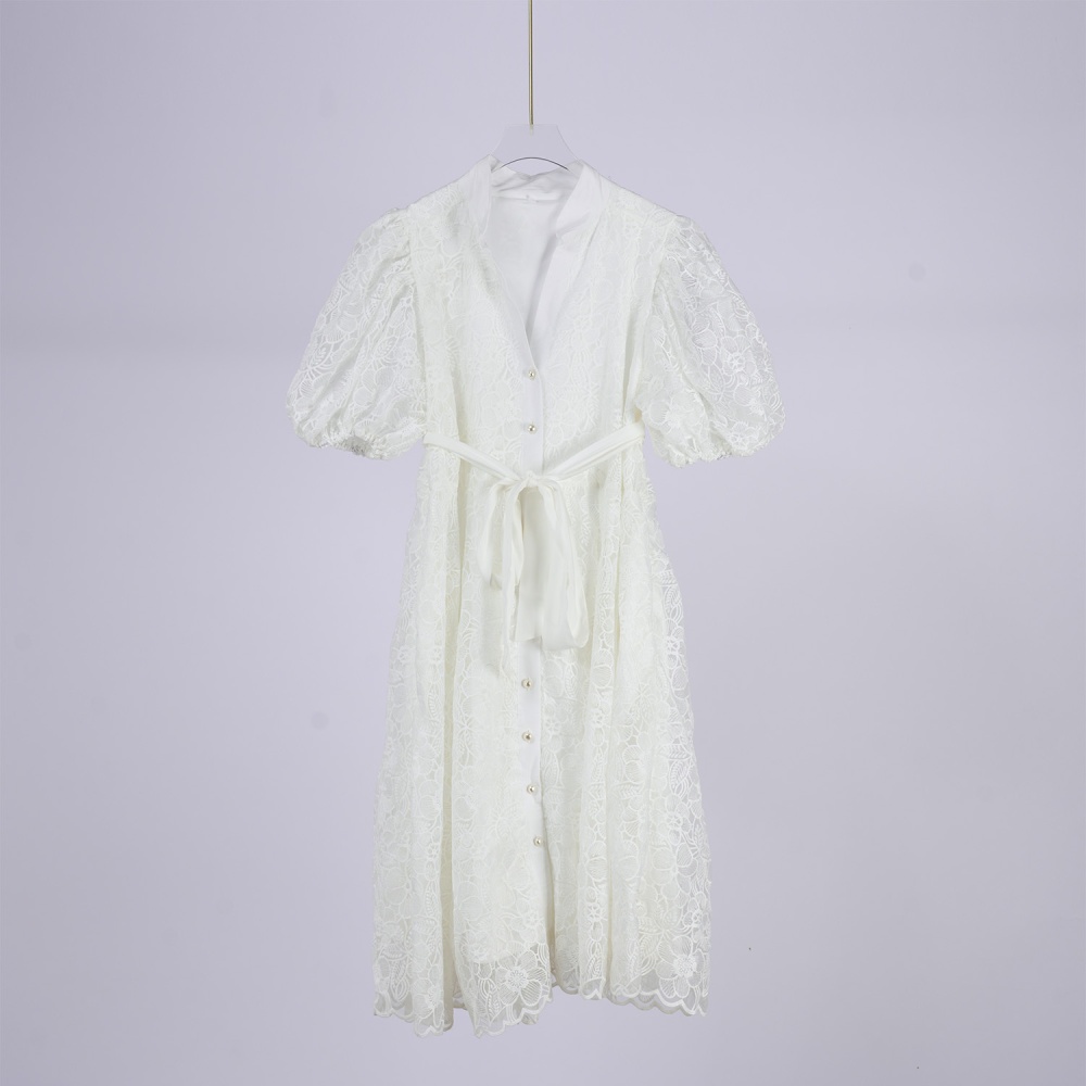 Embroidery waistband temperament dress for women