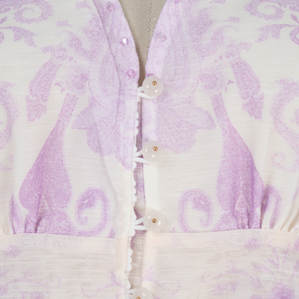Lotus leaf edges high waist skirt V-neck long tops a set