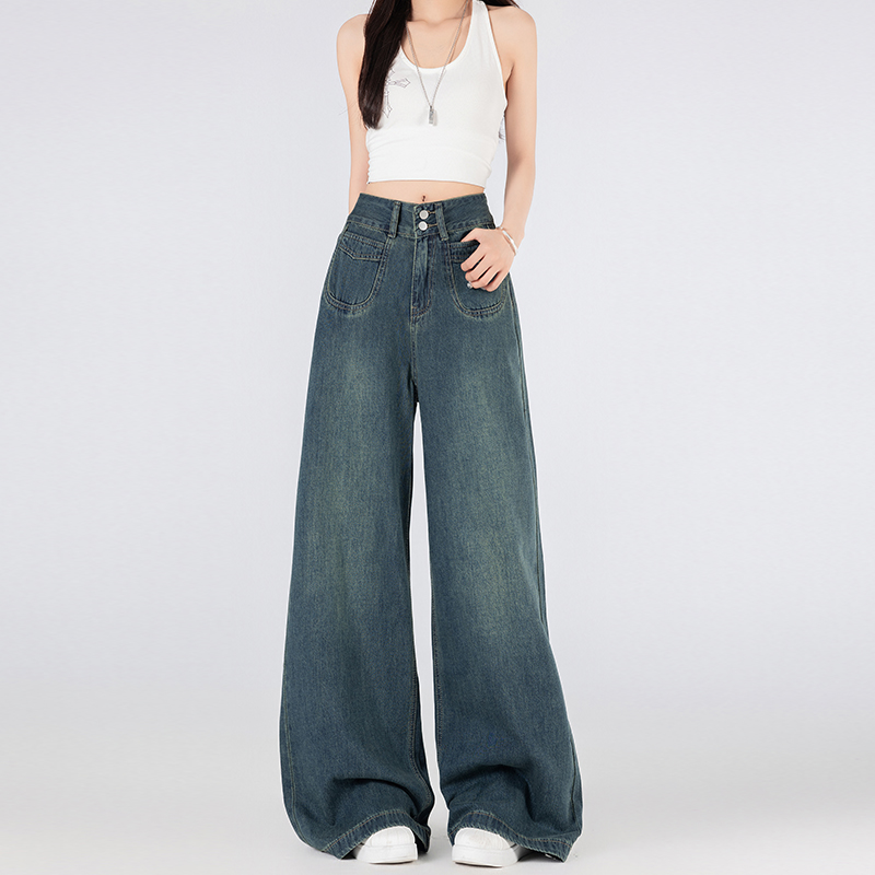 Drape long pants all-match wide leg pants for women