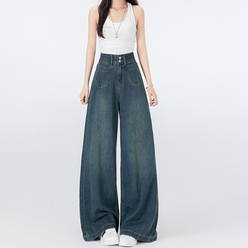 Drape long pants all-match wide leg pants for women