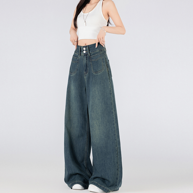 Drape long pants all-match wide leg pants for women