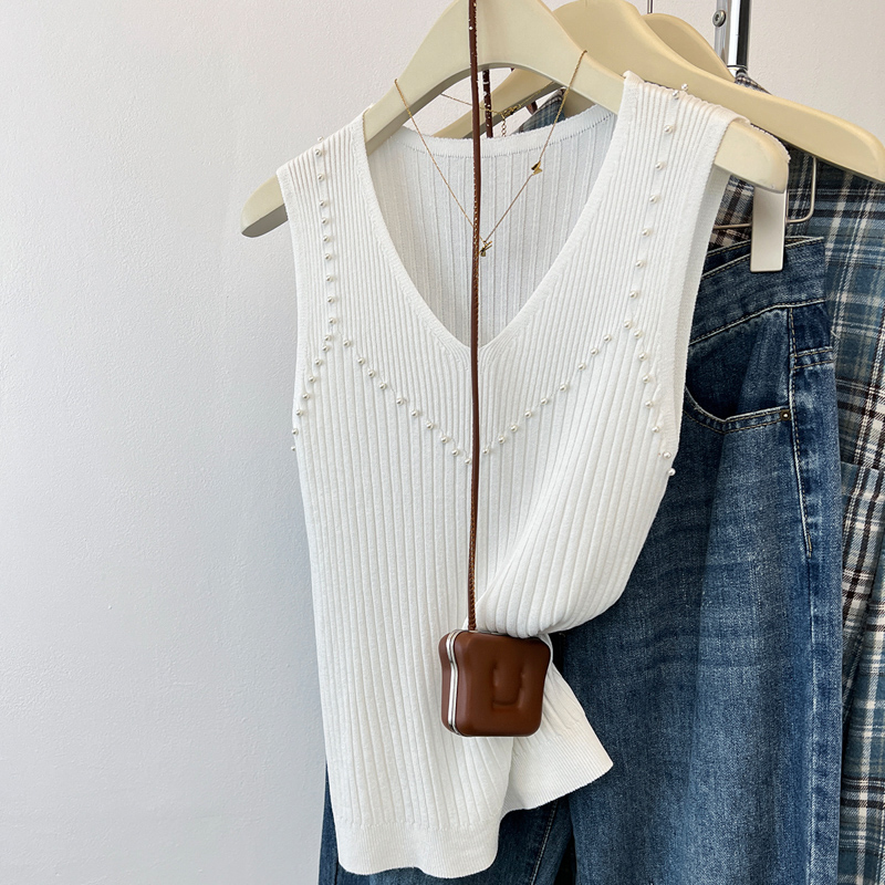 Summer knitted vest sling ice silk business suit
