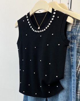Beading summer sweater France style vest for women