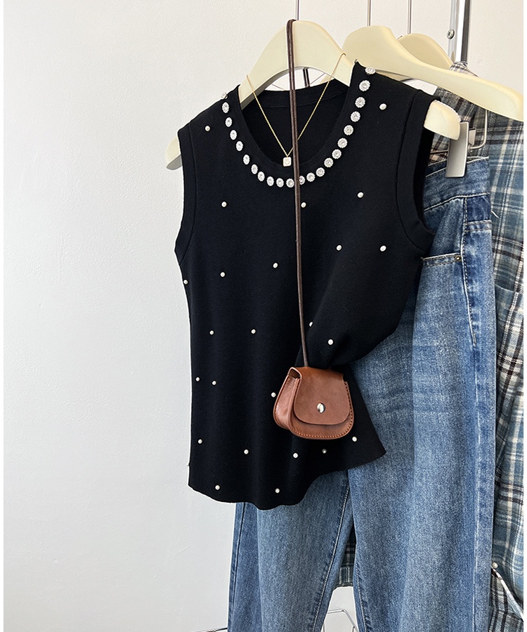 Beading summer sweater France style vest for women