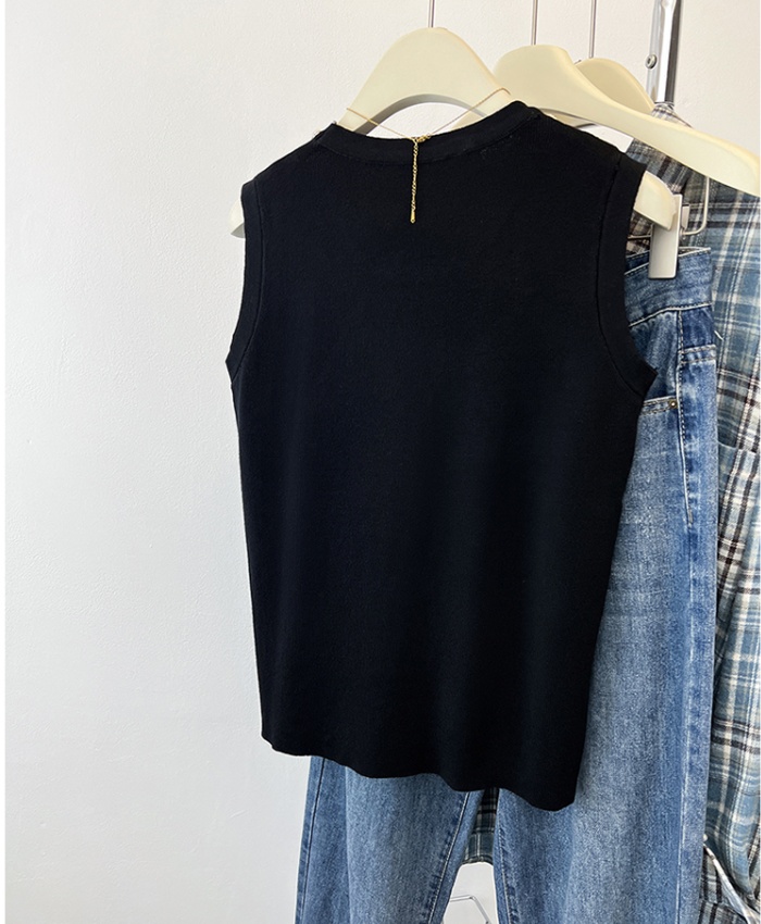 Beading summer sweater France style vest for women