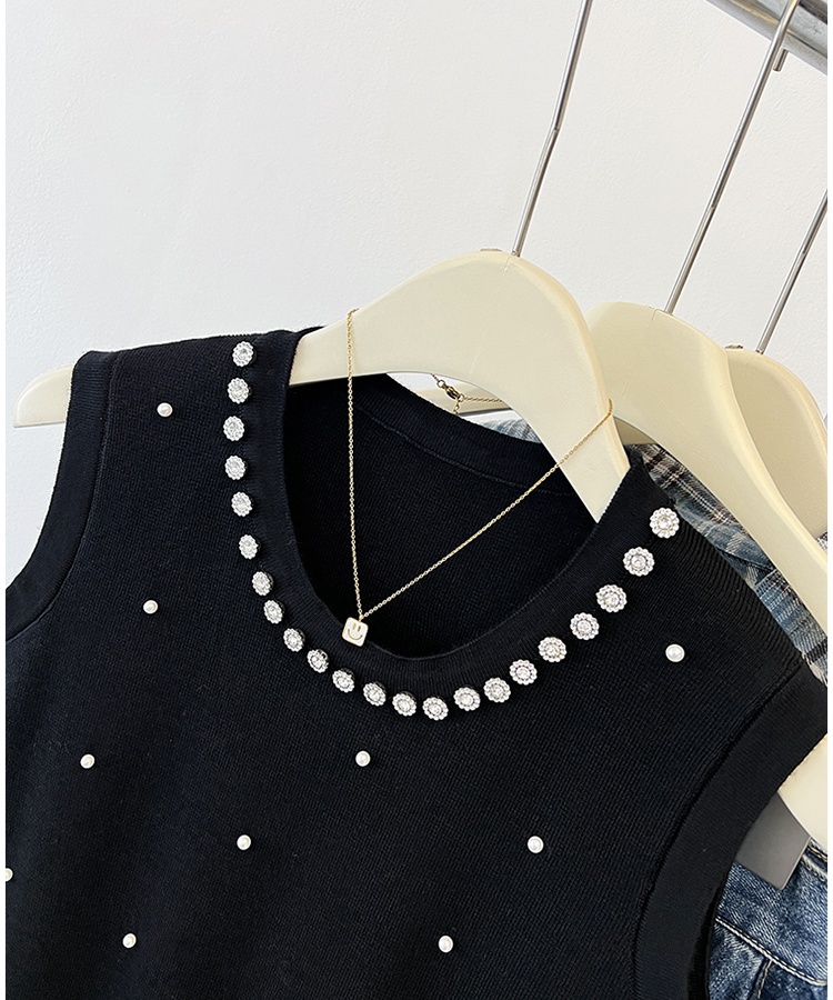 Beading summer sweater France style vest for women
