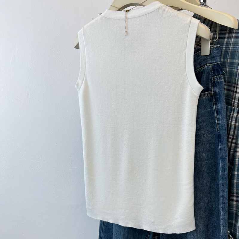 Beading summer sweater France style vest for women