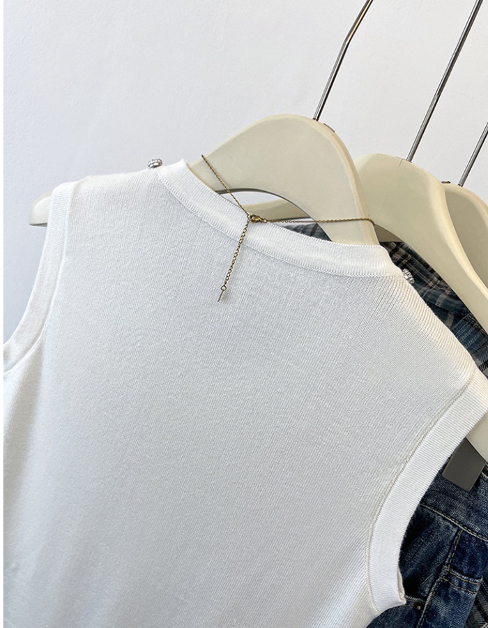 Beading summer sweater France style vest for women