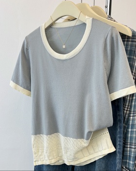 Summer chanelstyle T-shirt ice silk tops for women