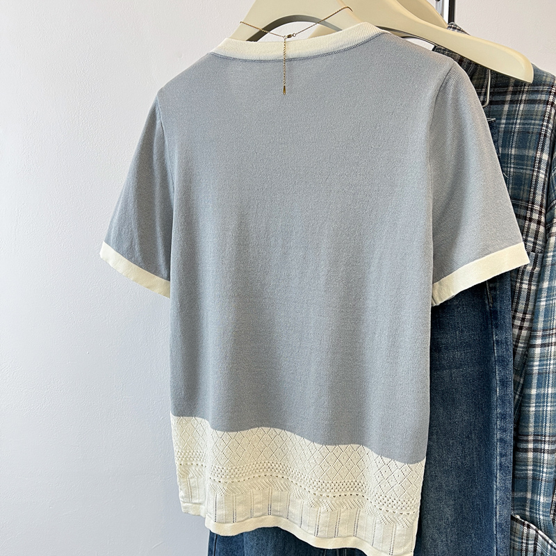 Summer chanelstyle T-shirt ice silk tops for women