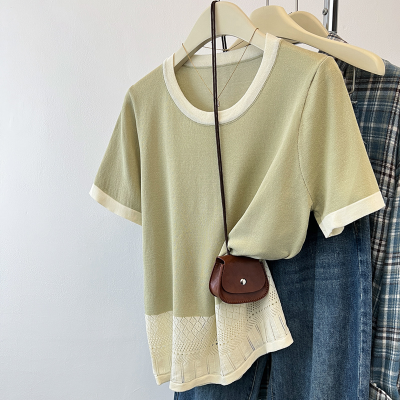 Summer chanelstyle T-shirt ice silk tops for women