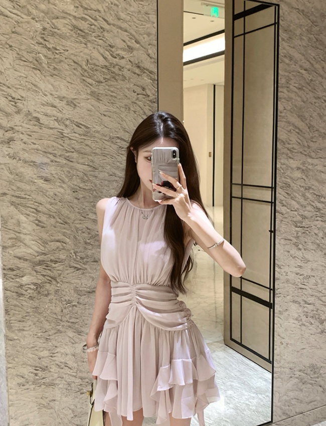 Pinched waist T-back temperament dress for women