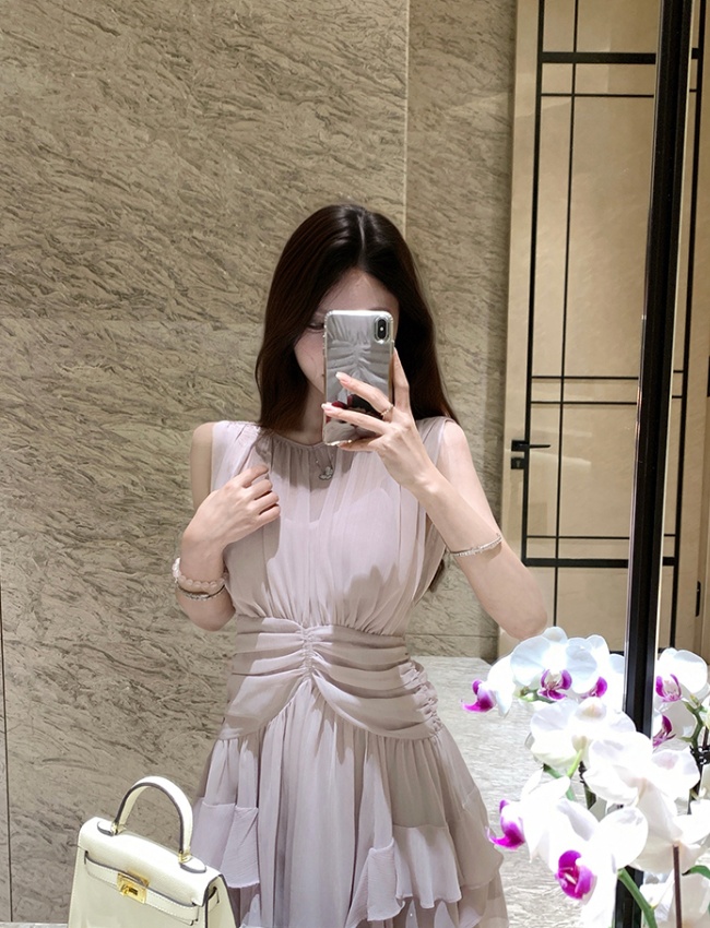 Pinched waist T-back temperament dress for women