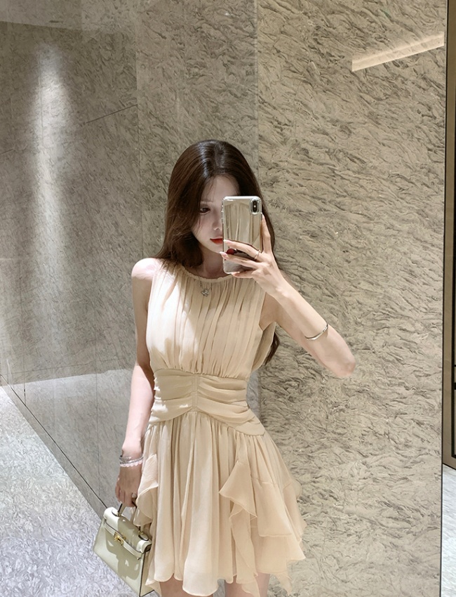 Pinched waist T-back temperament dress for women