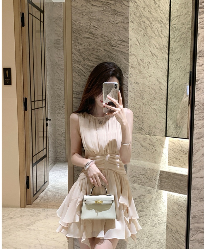 Pinched waist T-back temperament dress for women