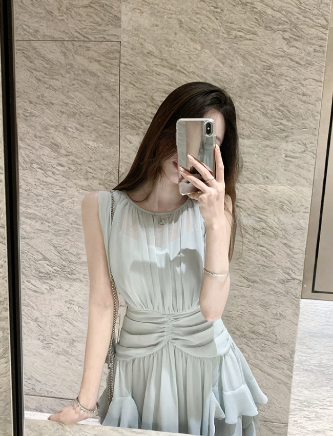 Pinched waist T-back temperament dress for women