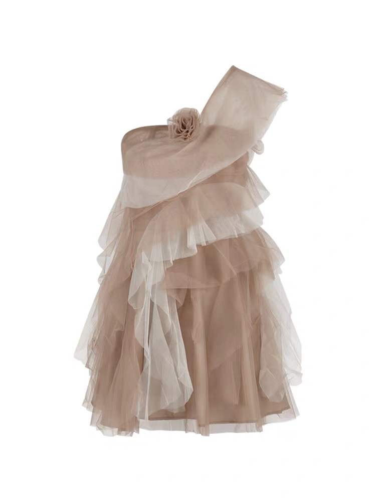 Splice sloping shoulder T-back flowers dress for women