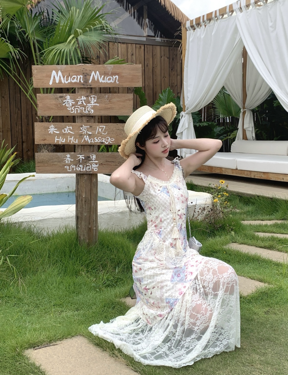 Tender summer slim floral irregular dress