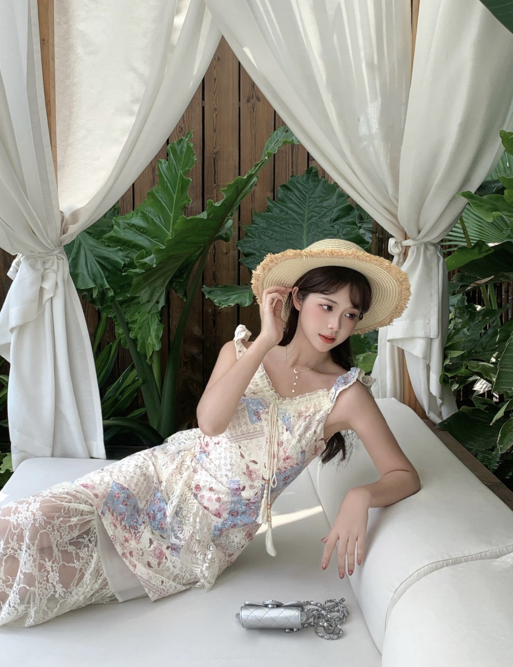 Tender summer slim floral irregular dress