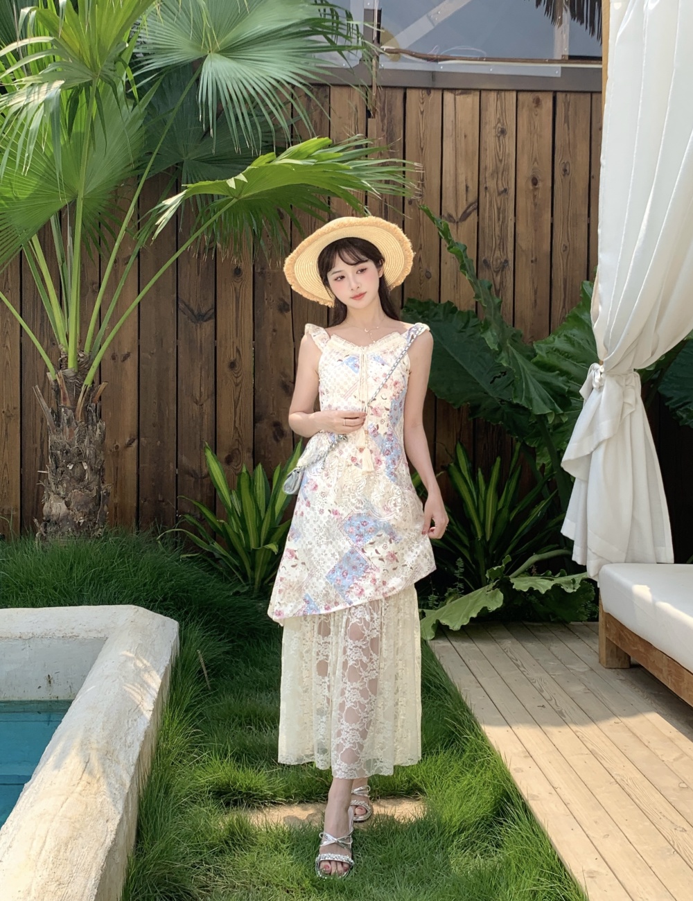 Tender summer slim floral irregular dress