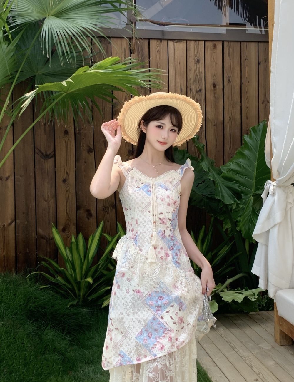Tender summer slim floral irregular dress