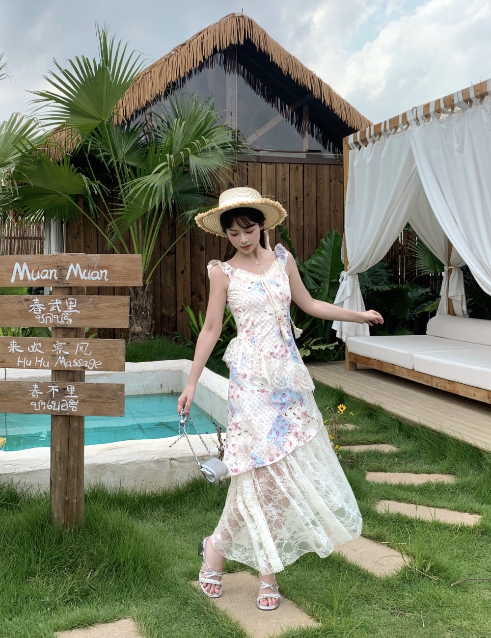 Tender summer slim floral irregular dress