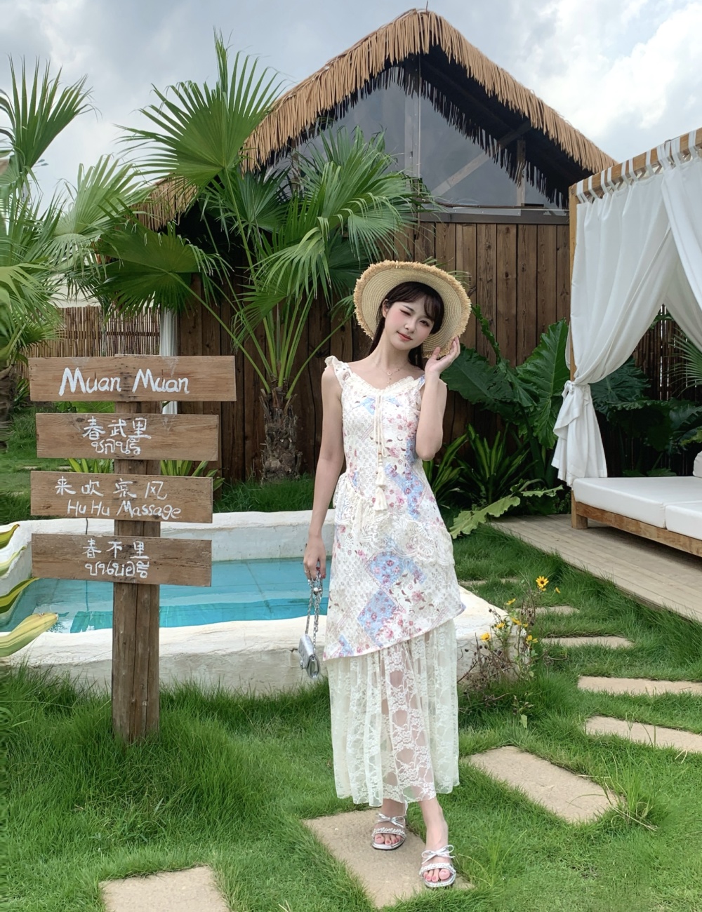 Tender summer slim floral irregular dress