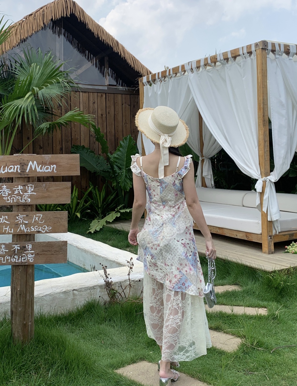 Tender summer slim floral irregular dress