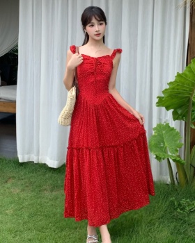 Halter tender boats sleeve slim seaside dress for women