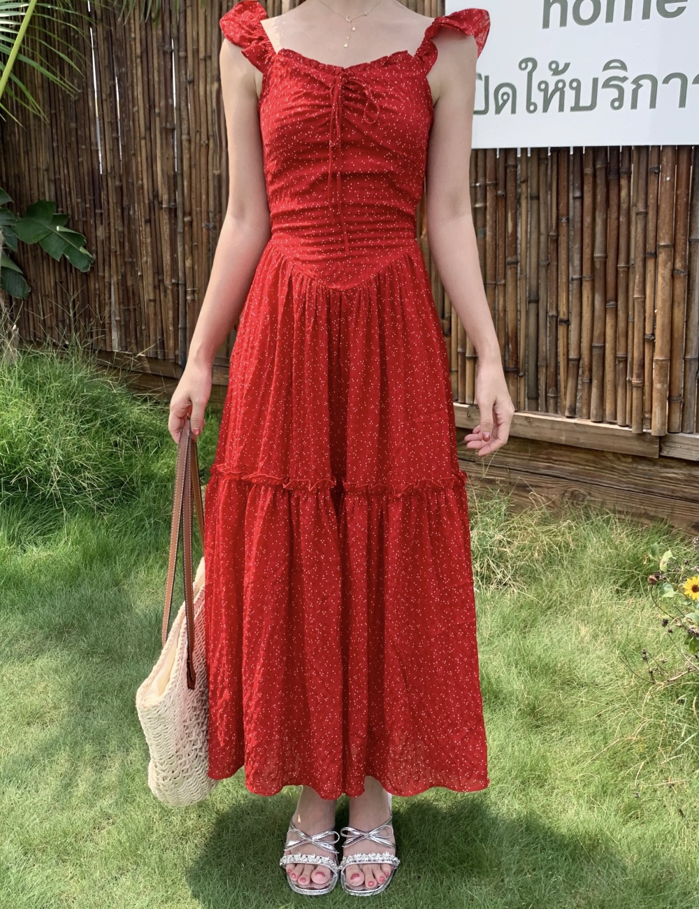 Halter tender boats sleeve slim seaside dress for women
