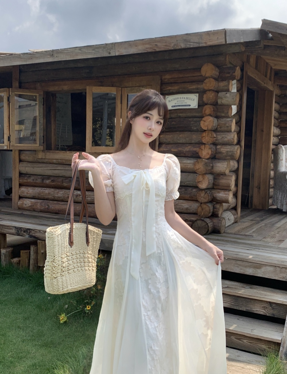 France style enticement summer white retro dress