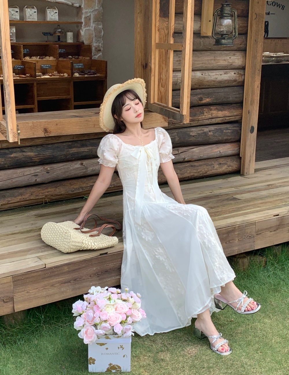 France style enticement summer white retro dress