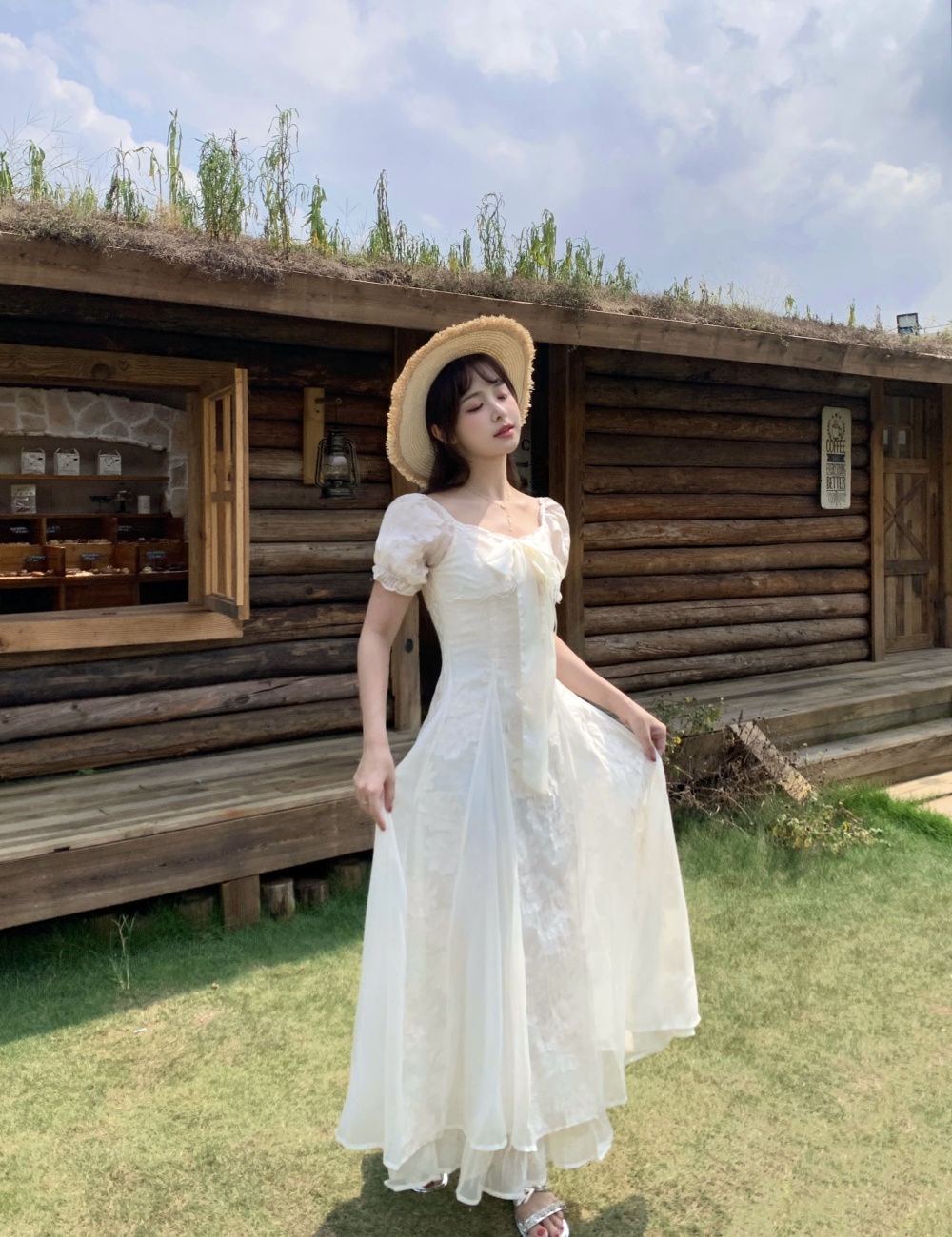 France style enticement summer white retro dress