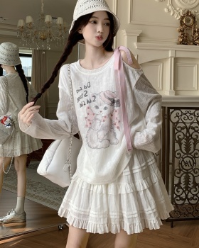 Thin kitty tops strapless lazy smock a set for women